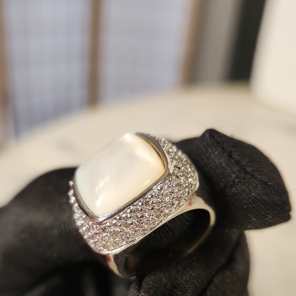 18KGP Sterling Silver | Mother Peal Ring Sz 7 - Picture 4 of 9